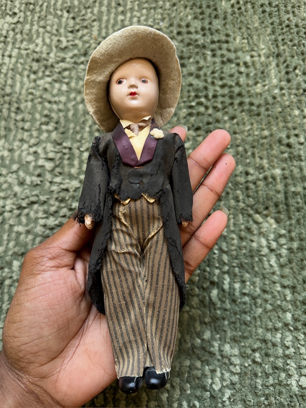 Vintage Virga Groom Hard Plastic Doll in Tux and Hat 8"